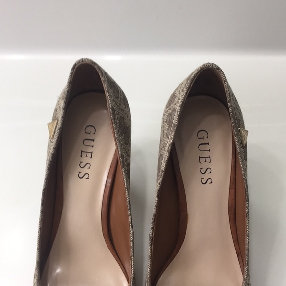 Guess Printed Beige Brown Heels Size 6 - Picture 3 of 10